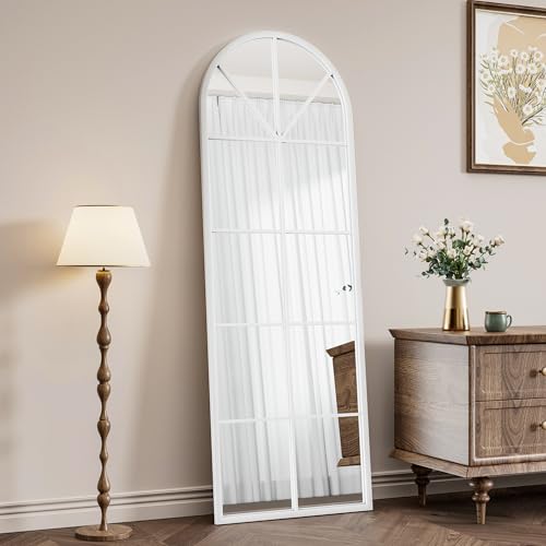 Image of OGCAU Arched Full Length Mirror, 65 inchx22 inch Floor Full Body Mirror, White
