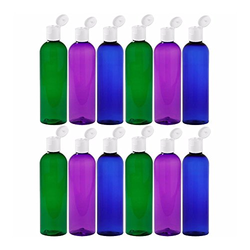 MoYo Natural Labs 4 oz Travel Bottles, Empty Travel Containers with Flip Caps, BPA Free PET Plastic Squeezable Toiletry/Cosmetic Bottles (Neck 20-410) (Pack of 12, Psychedelic)