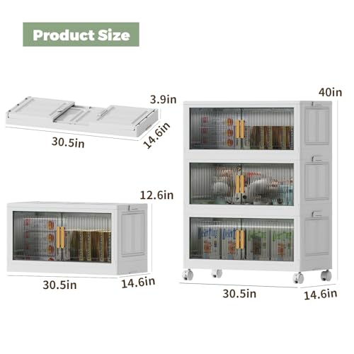 Fejrpkn 3 Tier Stackable Storage Bins with Lids, Storage Cabinet by Fejrpkn - Used condition - Image 3