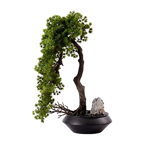 Artificial Árboles Árbol Artificial Bonsai de Cedro de Estilo japonés con Maceta de cerámica, 25.5 Pulgadas, Verde Bonsai Artificial Que da la Bienvenida al Pino