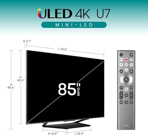 Image of Hisense 85-Inch Class U7 Series Mini-LED ULED 4K UHD Google Smart TV (85U7N) - QLED, Dolby Vision IQ, Dolby Atmos, Full Array Local Dimming, 144Hz Game Mode Pro, VRR, Alexa Compatibility