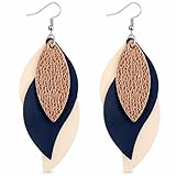 Pendientes boho únicos con hoja para mujer, pendientes colgantes con forma de hoja de cuero, pendientes de hoja boho colgantes para mujer, joyas regalo, pendientes colgantes vintage para carnaval