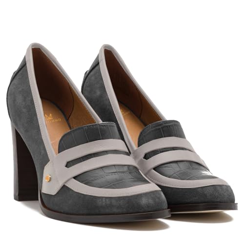 Image of MOOMMO Women Chunky Block Heel Pumps Closed Round Toe Slip On Oxford Loafers Shoes High Heels Snakeskin Work Pump Suede Loafer for Office Ladies Classic Formal Business Professional Fall 4-13 M US