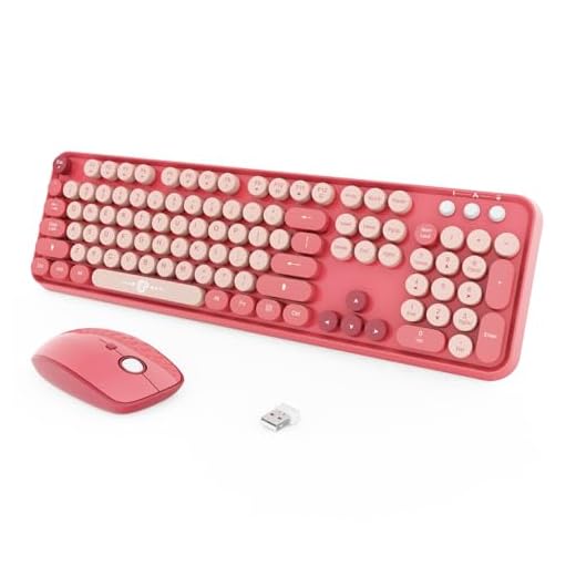 Wireless Keyboard and Mouse Combo, 2.4GHz Colorful Keyboard for Office Computer PC Desktops Laptop (104 Keys-Rose Pink)