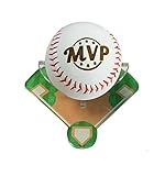 Hat Shark Laser Engraved Synthetic Leather Baseball Gift with MVP Design as Shown with Colored or Engraved Stand (Baseball with Color Stand)
