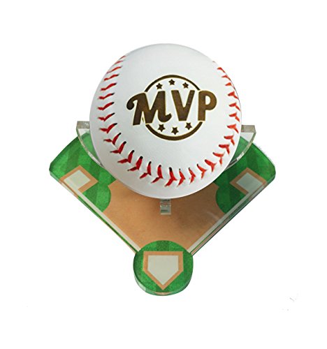Hat Shark Laser Engraved Synthetic Leather Baseball Gift with MVP Design as Shown with Colored or Engraved Stand (Baseball with Color Stand)