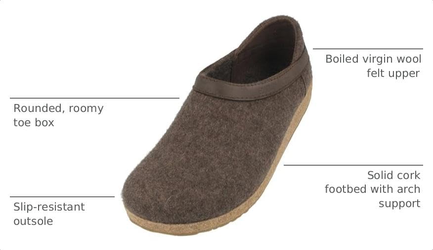 Image of HAFLINGER Grizzly GZH Felt Clog Mule | Casual Shoes