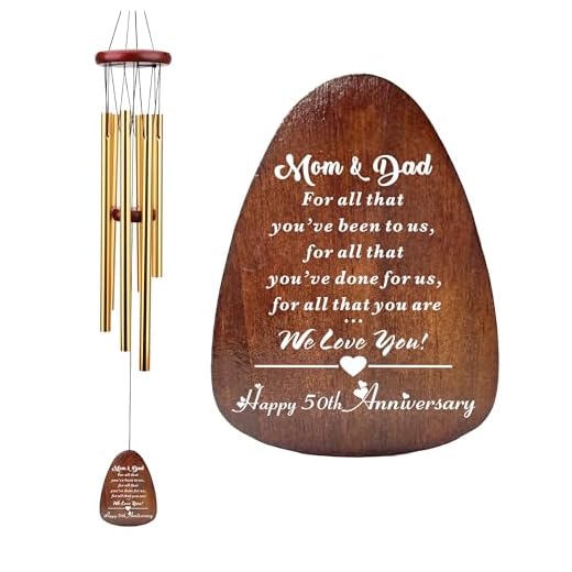 50th Anniversary Present for Parents, Happy 50th Anniversary Wind Chime, Parents 50 Years of Marriage, Mom and Dad Golden Wedding Gifts for Mom and Dad Parents