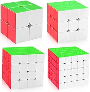 D-FantiX Speed Cube Set, Moyu Meilong MF2S 2x2 MF3S 3x3 MF4S 4x4 MF5S 5x5 Stickerless Speed Cubes Bundle with Gift Box