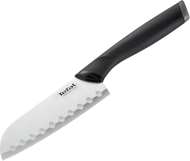 Tefal Nóż Santoku, czarny nóż Santoku, 12 cm, czarny