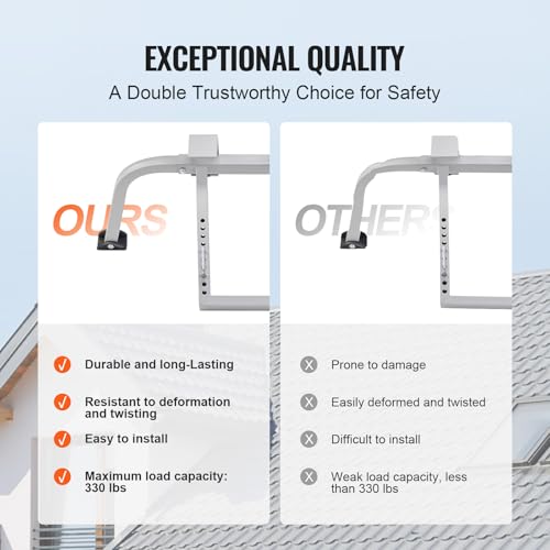 VEVOR Ladder Stabilizer, Heavy Duty Steel Ladder Roof Hook, Ladder Stabilizer with Wing Span/Wall Extension Accessory, Stable Ladder Standoff Arms for Roof Gutter with Anti-Slip Rubber Feet by VEVOR - Image 4