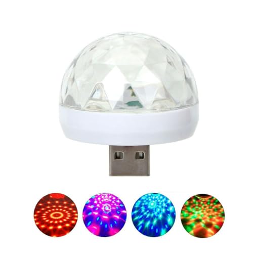 Mini Strobo Bola Maluca de LED USB Iluminação Portátil Multicolorida para Festas e Eventos (Branco)