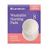 Lansinoh Reusable Breast Pads Maternity - 8 Pack - Ultra-Soft & Absorbent - Machine Washable Organic Bamboo Nursing Pads - Includes Washbag - Breast Feeding Essentials