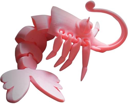 Articulated Shrimp Collectible Figurine - Unique Pink Marine Desk Decor for Shelf Display or Gift - 3D Printed in Canada image 3