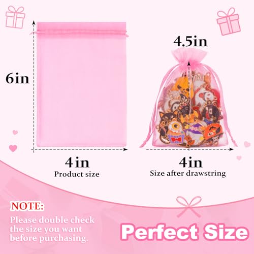 Image of Crweety 50 Pcs Pink Organza Bags 4x6 Inch, Premium Mesh Gift Bags for Wedding Baby Shower Party Favors, Small Mesh Bags Drawtring for Candy Jewelry Pouches, Cute Sachet Bags & Graduation Gifts
