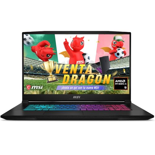 MSI Laptop Gaming Katana A17 AI Ryzen 9-8945HS GeForce RTX4060 16GB RAM 1TB SSD 17.3" FHD 144Hz Negra,Teclado en español/2 años de garantía
