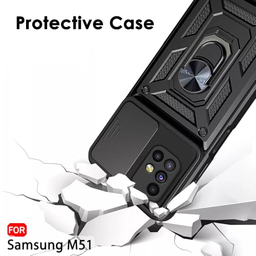 Image of TheGiftKart Tough Armor Bumper Back Cover Case for Samsung Galaxy M51 | Sliding Camera Cover, Kickstand & Ring Holder | 360 Degree Protection Back Cover Case for Samsung Galaxy M51 (PC & TPU, Black)