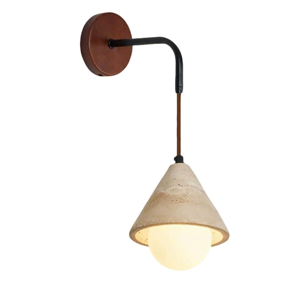 HXYSXHJUO G9 Screw Interior Wall Lamp, Modern Industrial Style Natural Stone Sconce, Globe Glass Lampshade, Hard Wire Connection Yellow Travertine Light, Bedside Entrance Decorative Light Fixtu