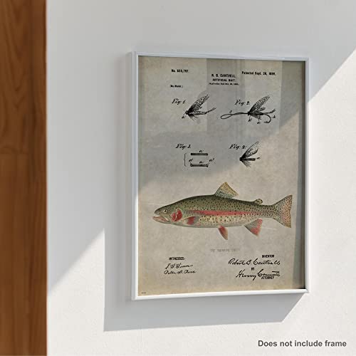 Apple Creek Antique Fly Fishing Lure Us Patent Poster Art Print Trout Largemouth Bass Walleye Muskie Lures Poles 11X14 Wall Decor Pictures thumb #4