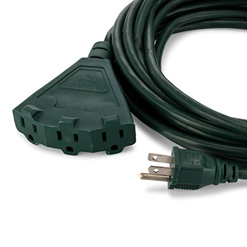 Holiday Lighting Outlet 25-Foot Green Outdoor Extension Cord | Heavy-Duty Extension Cord For Appliances, Lawn Tools, & More | Triple-Tap Outlet Perfect For Landscape Projects #TOP1