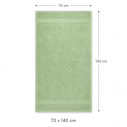Image of Sulfar 100% Combed Cotton, Quick Drying Highly Absorbent Thick Bathroom Towels, Luxury Bath Towel Set (Pack of 2, 70 X 140 cm) - 600 GSM (Nature Green)