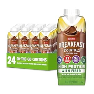 Carnation Breakfast Essentials High Protein with Fiber Ready-to-Drink, 8 FL OZ Carton, Rich Milk Chocolate (Pack of 24)