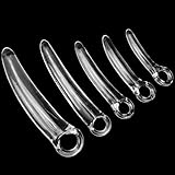 Ifukensディルド 初心者 細いアナルプラグ TPE アナルディルド 女性用 柔らかい 小さいアナルビーズ リングが付いて可愛い三日月風 透明アナルグッズ曲がる痛くない アナル開発アナル拡張あだるとグッズ 男性用オナニーグッズ(透明)