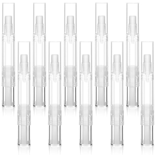 Rvetol 10 Pack 5 ML Cuticle Oil Pens Empty Nail Oil Pen Transparent Twist Pens with Brush Tip Cosmetic Lip Gloss Containers Applicators Eyelash Growth Liquid Tube
