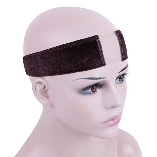 PHOCAS 2Packs Wig Grip Headband With Lace Velvet Comfort Non Slip Wig Grip Band for Lace Fronts(Brown)