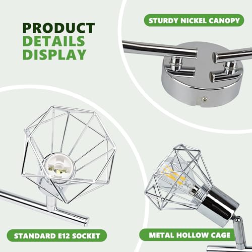 DLLT 4 Lights Track Lighting Kit-4 Way Modern Flush Mount Ceiling & Wall Decorative Lamp with Adjustable Head, Directional Spot Lighting Fixture for Kitchen Bedroom Living Room, E12 (Bulb Included) by DINGLILIGHTING - Used condition - Image 8