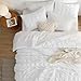 Bedsure Bed in a Bag Full - 7 Pieces Plaid Seersucker Bedding Comforter Sets, Soft Lightweight White Boho Bed Set with Comforters Full Size, Sheets, Pillowcases & Shams