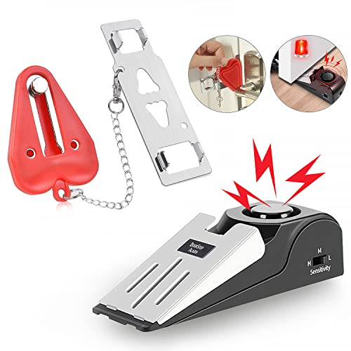 MBBEST Portable Door Lock & Door Stop Alarm,Dual Protection Security Door Kit,Door â€‹Security Devices Pocket Door Stopper Self Defensey Tools for Hotel Travel Home Apartment House