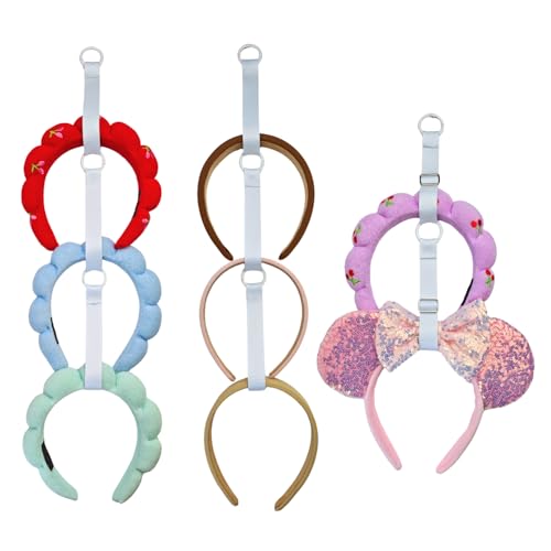 12PCS Headband Holder, 2-in-1 Design for Indoor & Outdoor, Space-Saving Free Combination Headband Organizer Storage for Girls, Hair Accessories Organizer, Head Band Holder for Backpack, Cool White