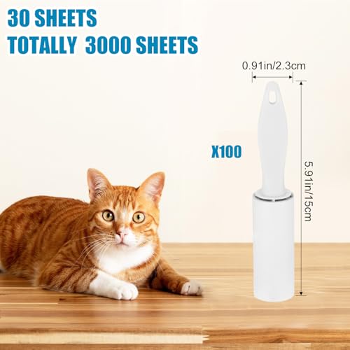 Hushee 100 Pack Mini Lint Rollers for Travel, 3000 Sheets Portable Travel Size Lint Roller Bulk Small Pet Hair Remover for Couch Furniture Clothes 5.9 x 1.1 (White) by Hushee - Image 2