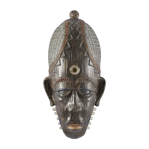 Deco 79 Polystone Mask African Tribal Wall Decor with Rust