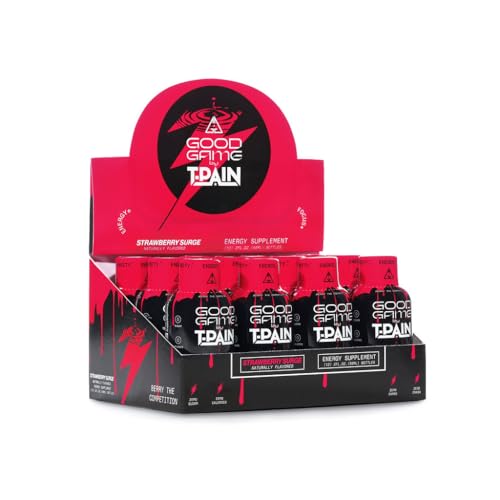 Image of Nappy Boy Dranks Good Game by T-Pain Energy Shot, 2oz (12 Pack), Sugar-Free, Zero Calorie Focus Drink with 200mg Caffeine and B-Vitamins (B3, B6, B12) - Clean, No-Crash Energy Boost, Strawberry Surge