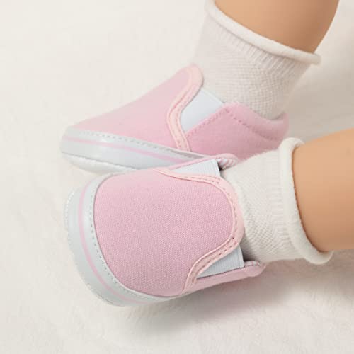 Image of Infant Baby Boys Girls Canvas Sneaker Toddler Slip On Anti Skid Newborn First Walkers Candy Shoes for 0-18 Months