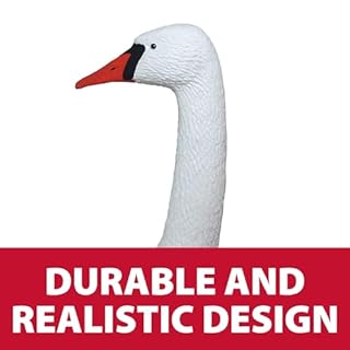 The Pond Guy Floating Swan Decoy Pair, Realistic Swimming Sculpture, Deterrent for Waterfowl like Geese, Ducks, & Wild Birds, For Pond, Lake, & Pool Use, Anchor with Weights or Lawn Decoration, 1 Pair