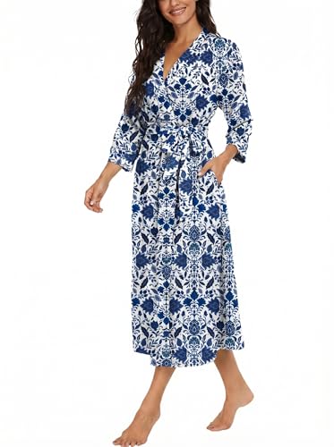 Image of VINTATRE Women Robes Long Knit Bathrobe Lightweight Soft Bath Robe with Pockets