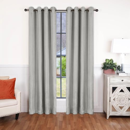SUPERIOR Semi Blackout Curtains - Classic Linen Design - 52" x 96" - Grommet Header - Sun Blocking & Room Darkening Drapes for Bedroom, Living Room - Set of 2 Panels - White