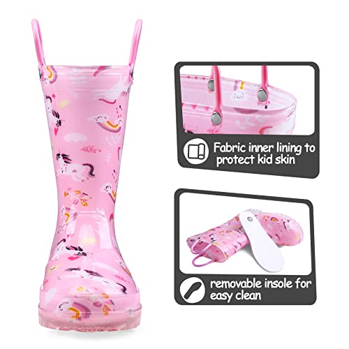 K KomForme Toddler Light Up Rain Boots for Girls Boys Waterproof Rain Boots with Handles Outdoors - Thumbnail 5