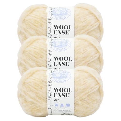 Image of Lion Brand Yarn, Wool-Ease Aire Crochet Yarn, Buttercup, Yellow, 3 Pack