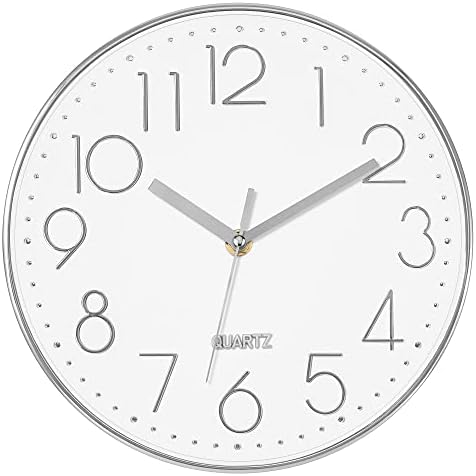 Lumuasky Silent Wall Clock Battery Operated Analog Small Cute Non-Ticking Decorative Clock for Bedroom Kitchen Living Room School Office Classroom Decor (10 inch)