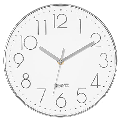 Foxtop Horloge Murale Silencieuse sans tic-tac, Horloge Moderne Décorative pour Salon Maison Bureau École (25cm) Cover