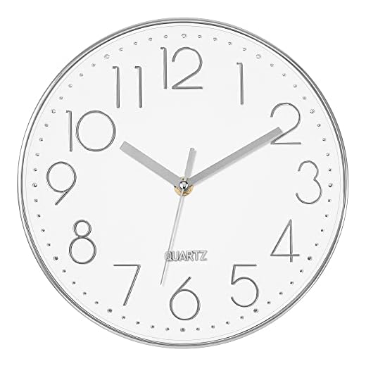 Lumuasky Silent Wall Clock Battery Operated Analog Small Cute Non-Ticking Decorative Clock for Bedroom Kitchen Living Room School Office Classroom Decor (10 inch)