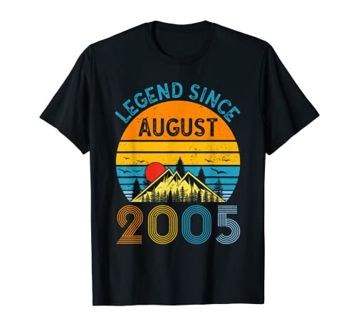 Legend Since August 2005 17th Birthday Vintage 17 Years Old Camiseta