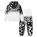 xueteox Boys Casual Hoodie Sweatshirt Set, 3D Gradient Font Print Top and Pants Spring Fall Sports 2 Piece Clothes for Kids.