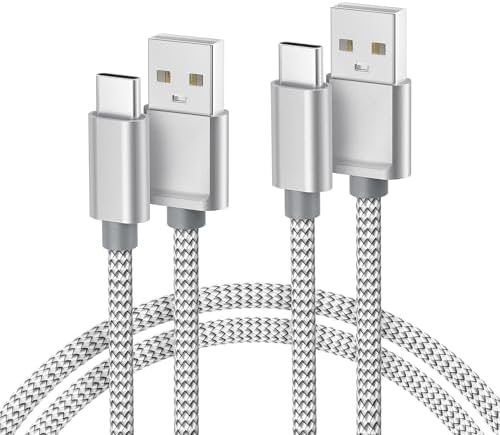Basesailor for iPhone 17 16 Pro Max Charger Cord,USB to USB C Cable,Type C Charging Power Cord for Apple 17e 15 iPad 10 Air 4 5,Samsung Galaxy S26 S25 S24 S23,Silver,2Pack 3.3FT(1M)
