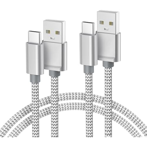 Basesailor for iPhone 17 16 Pro Max Charger Cord,USB to USB C Cable,Type C Charging Power Cord for Apple 17e 15 iPad 10 Air 4 5,Samsung Galaxy S26 S25 S24 S23,Silver,2Pack 10FT(3M)
