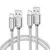 Paquete con 2 cables USB C de 6.6 pies, Nylon trenzado tipo C, cable de carga, Funciona con Samsung Galaxy Note 9, 8, S8, S9, S10, 10 Plus, S10E, LG, V40, V35, V30, G7, G6, G8, Thinq